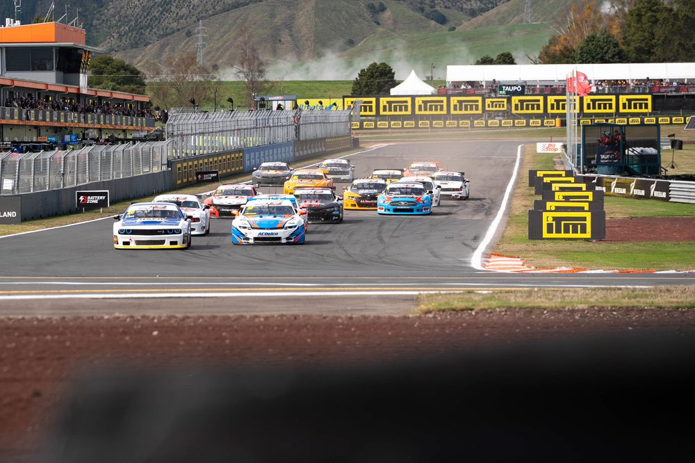 TA2 NZ field on the main straight at Taupo International Motorsport Park